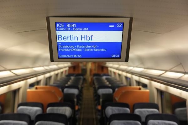 Paris-Berlin high-speed train interior. Photograph: Aurelien Morissard/AP